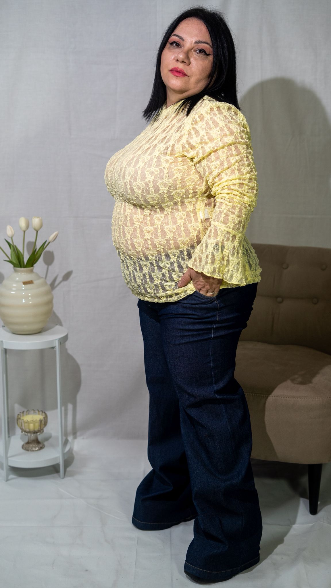 Maglia Curvy Forata con manica a campana