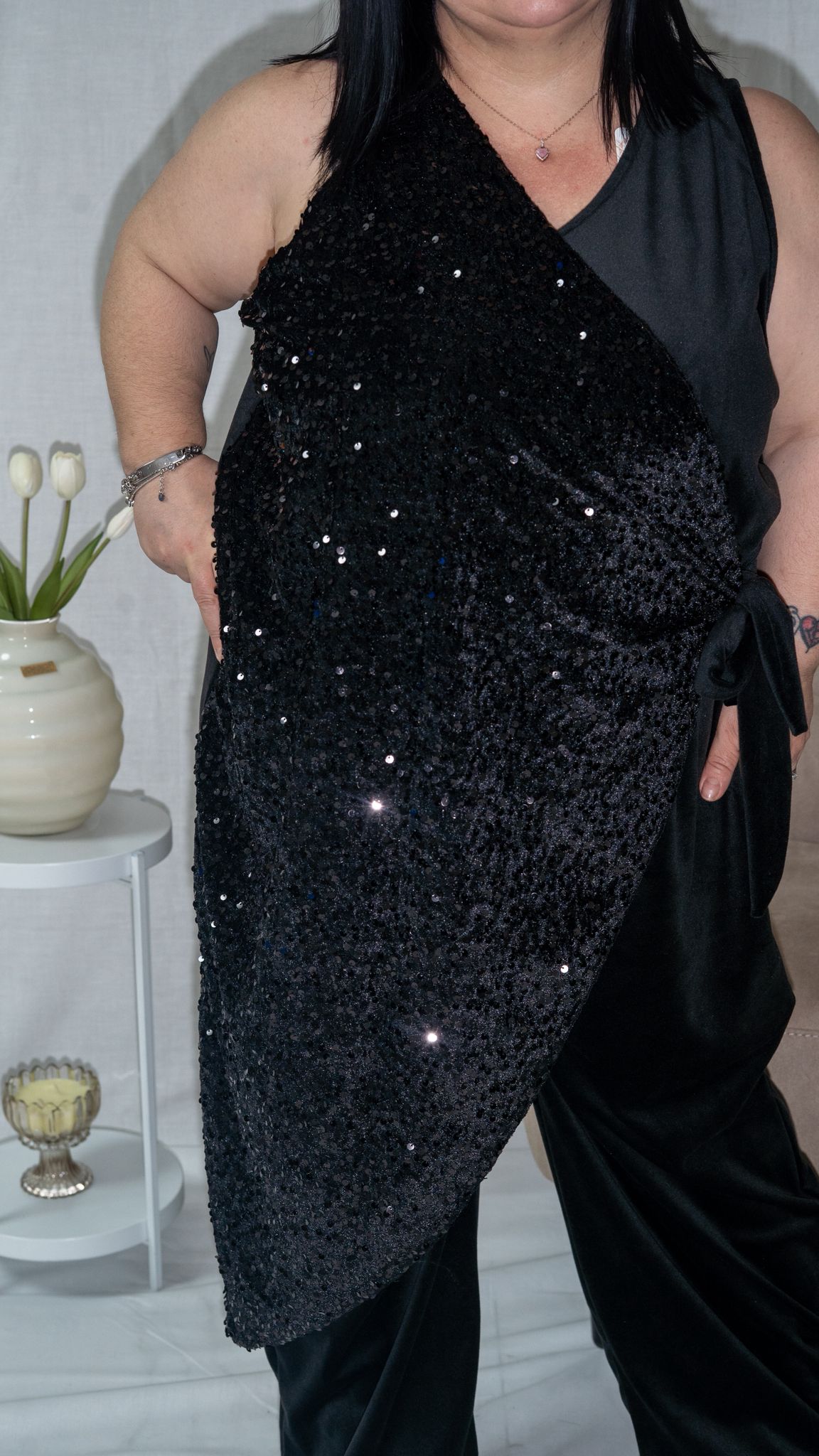 Tuta Intera Velutina Con Paillettes Curvy