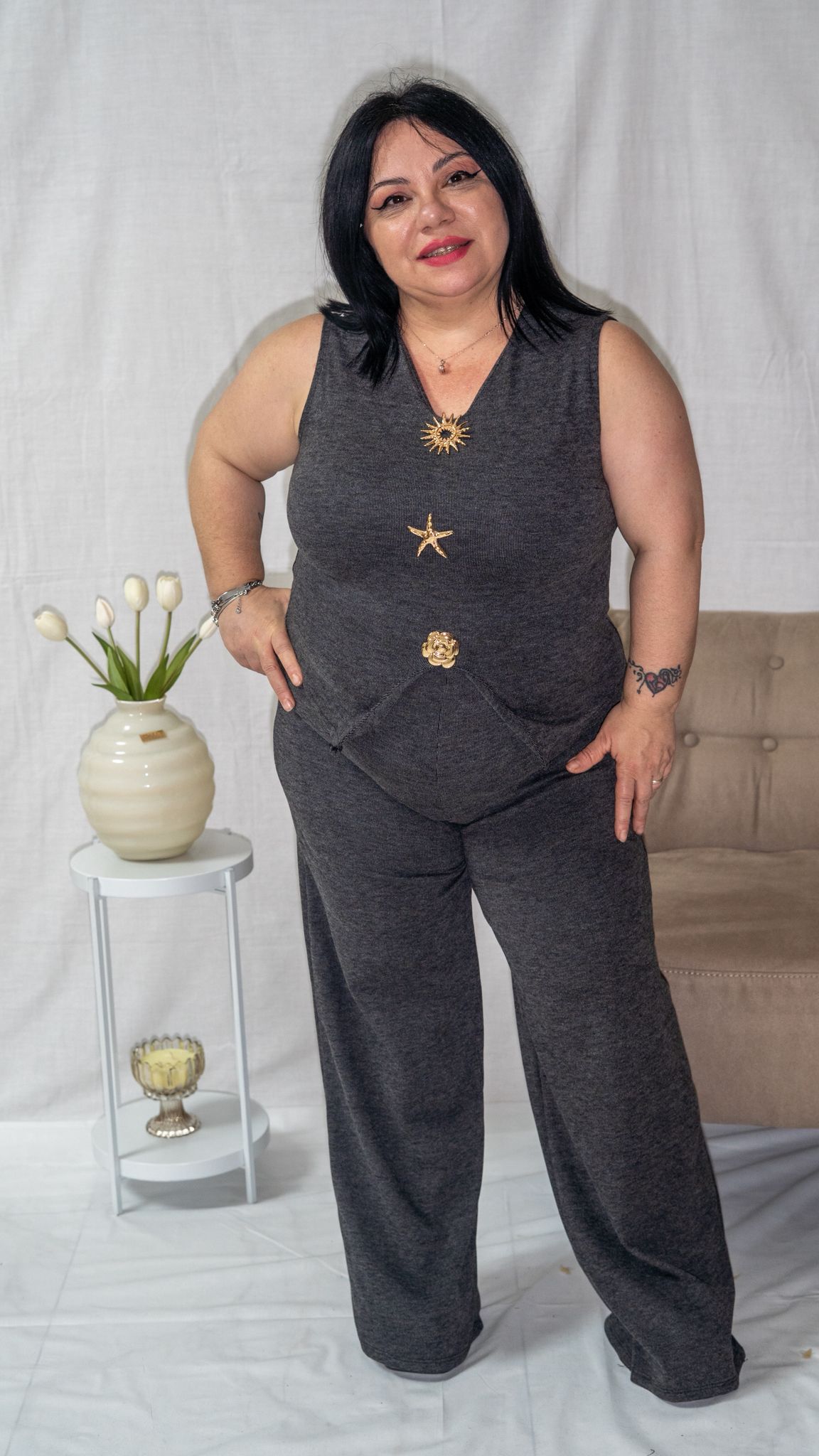 Cordinato in lana Con Spille Marine